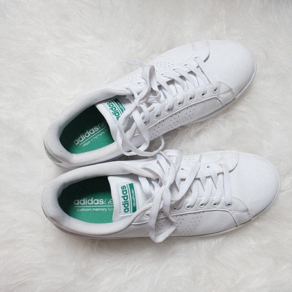 adidas cloudfoam white green